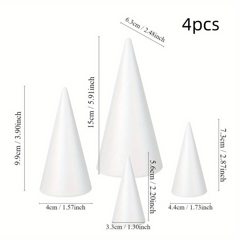 White Solid Foam Cone Diy Craft Cone Shaped Accessories - Temu